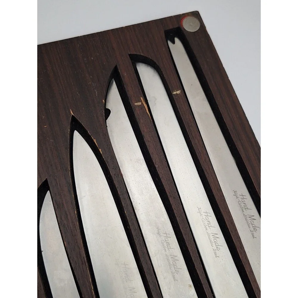Vintage 1969 Artifex Movendi Hand Made Stainless Steel Knife Set USED